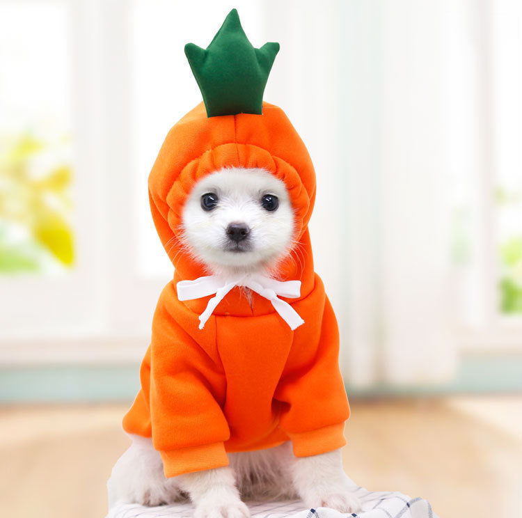 Cute Fruit Dog Hoodie – Warm Fleece Outfit for Small Dogs & Cats 🍓🍊🐾