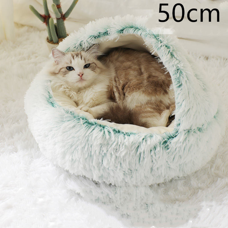 2-in-1 Pet Bed β Warm Plush Round House for Dogs & Cats πΎποΈ