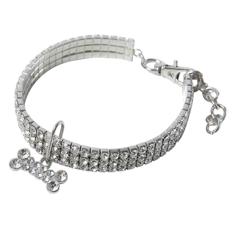 Rhinestone Bling Dog Collar & Leash – Crystal Sparkle for Small Pets
