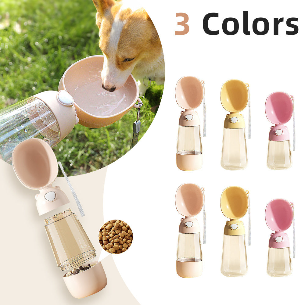 Portable Dog Water Bottle – 2-in-1 Pet Food & Water Dispenser for Travel