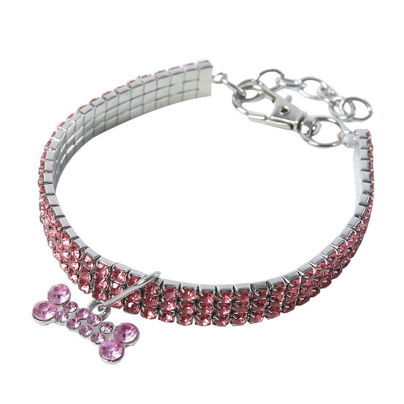 Rhinestone Bling Dog Collar & Leash – Crystal Sparkle for Small Pets