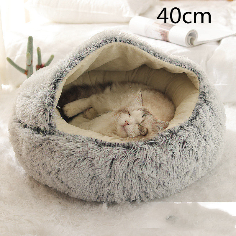 2-in-1 Pet Bed β Warm Plush Round House for Dogs & Cats πΎποΈ