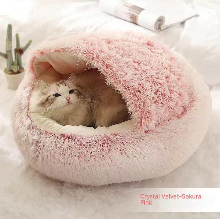 2-in-1 Pet Bed β Warm Plush Round House for Dogs & Cats πΎποΈ