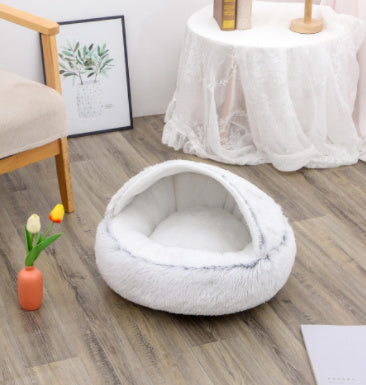 2-in-1 Pet Bed β Warm Plush Round House for Dogs & Cats πΎποΈ