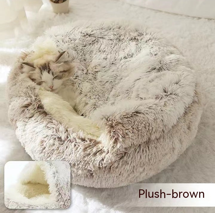 2-in-1 Pet Bed β Warm Plush Round House for Dogs & Cats πΎποΈ