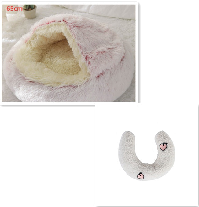 2-in-1 Pet Bed – Warm Plush Round House for Dogs & Cats 🐾🛏️