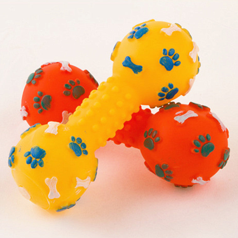 Silicone Dumbbell Dog Toy – Squeaky Training & Teeth Cleaning Chew