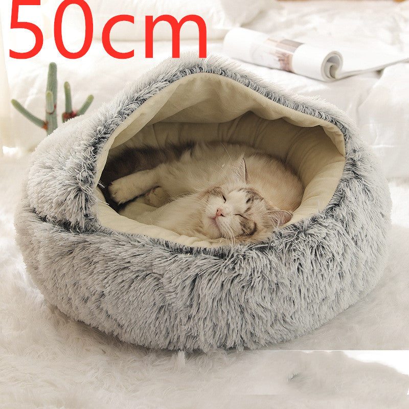 2-in-1 Pet Bed – Warm Plush Round House for Dogs & Cats 🐾🛏️