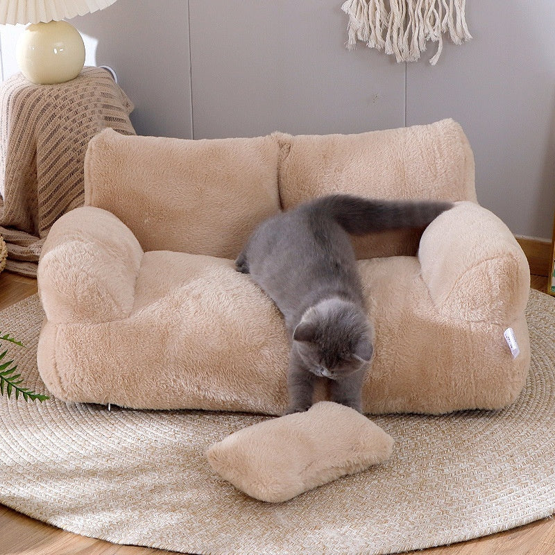 Luxury Plush Cat Bed – Warm Sofa Nest for Cats & Small Dogs 🐾🛋️
