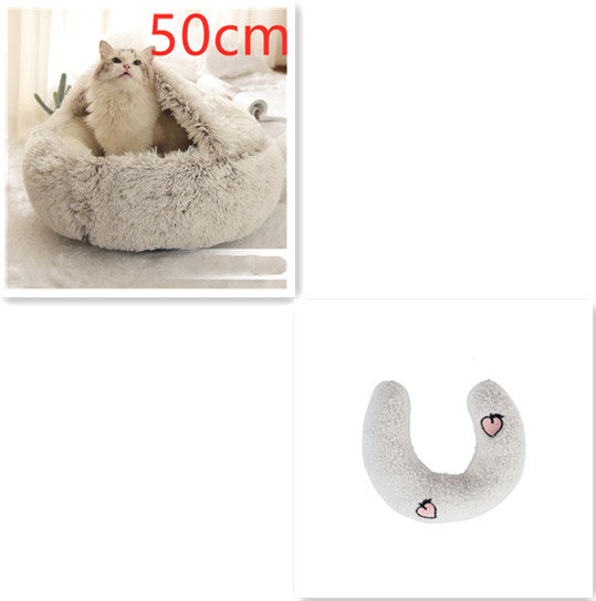 2-in-1 Pet Bed – Warm Plush Round House for Dogs & Cats 🐾🛏️