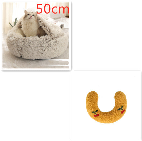 2-in-1 Pet Bed – Warm Plush Round House for Dogs & Cats 🐾🛏️