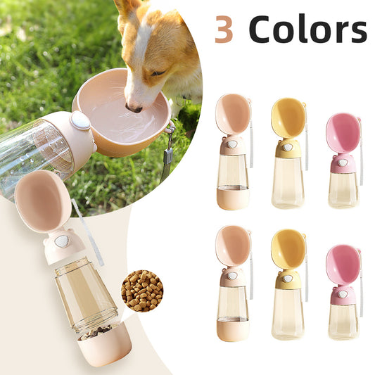 Portable Dog Water Bottle – 2-in-1 Pet Food & Water Dispenser for Travel