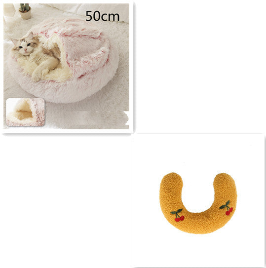 2-in-1 Pet Bed – Warm Plush Round House for Dogs & Cats 🐾🛏️
