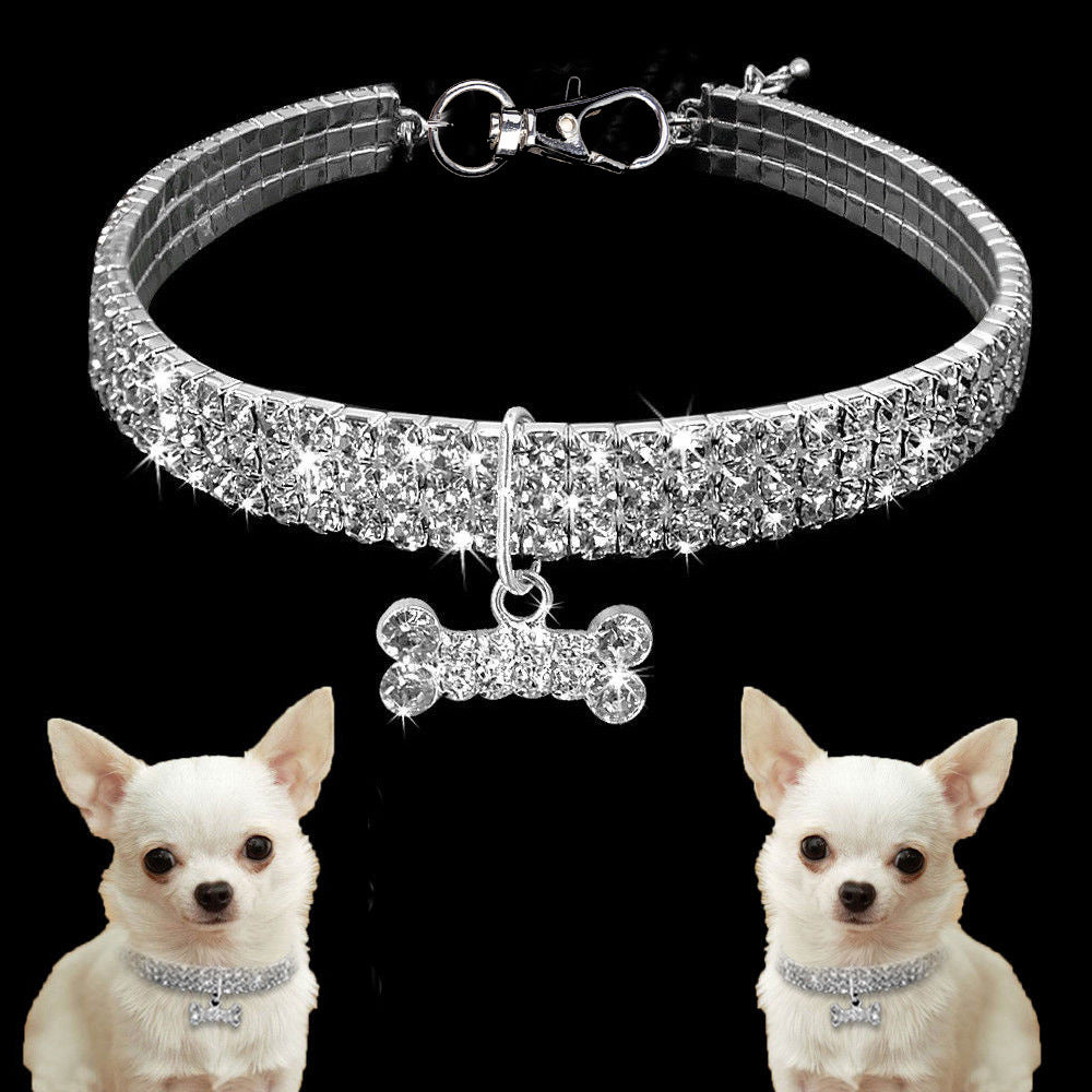 Rhinestone Bling Dog Collar & Leash – Crystal Sparkle for Small Pets