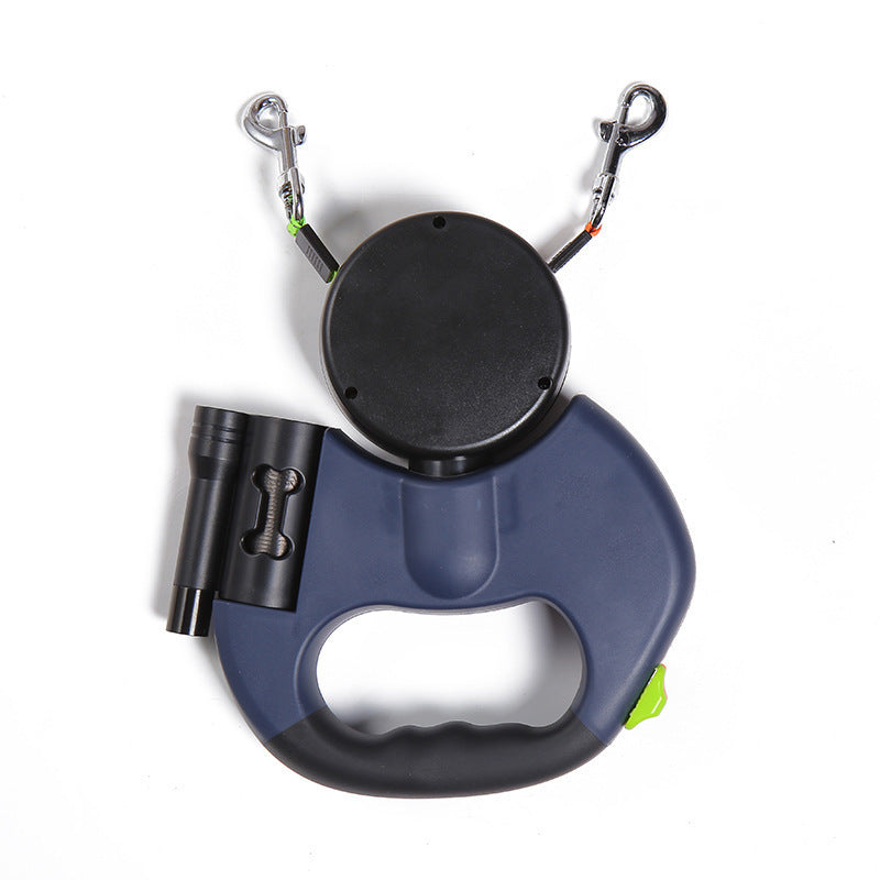 Dual Retractable Dog Leash with Lights – No-Tangle 360° for Small Dogs