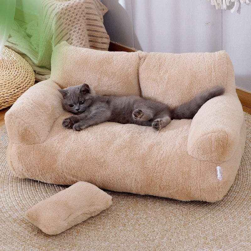 Luxury Plush Cat Bed – Warm Sofa Nest for Cats & Small Dogs 🐾🛋️