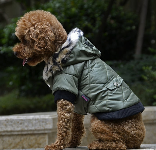 Winter Dog Coat – Warm Pet Jacket with Fur Collar 🐾❄️