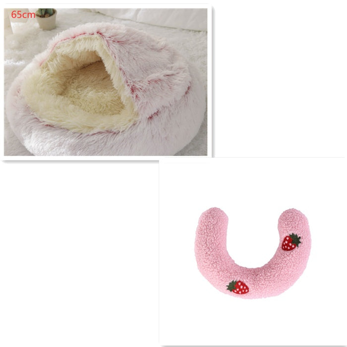 2-in-1 Pet Bed – Warm Plush Round House for Dogs & Cats 🐾🛏️