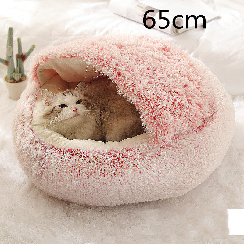 2-in-1 Pet Bed – Warm Plush Round House for Dogs & Cats 🐾🛏️