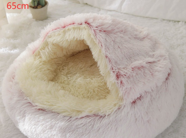2-in-1 Pet Bed – Warm Plush Round House for Dogs & Cats 🐾🛏️