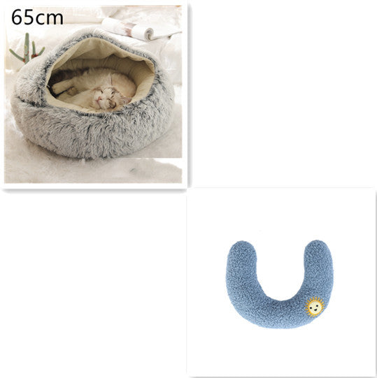 2-in-1 Pet Bed – Warm Plush Round House for Dogs & Cats 🐾🛏️
