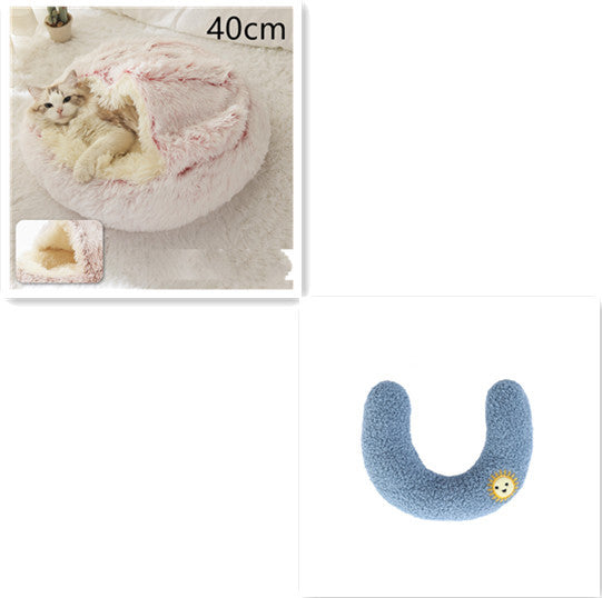 2-in-1 Pet Bed – Warm Plush Round House for Dogs & Cats 🐾🛏️