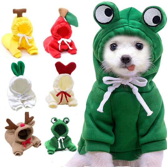Cute Fruit Dog Hoodie – Warm Fleece Outfit for Small Dogs & Cats 🍓🍊🐾