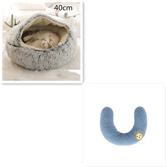 2-in-1 Pet Bed – Warm Plush Round House for Dogs & Cats 🐾🛏️