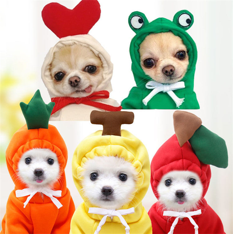 Cute Fruit Dog Hoodie – Warm Fleece Outfit for Small Dogs & Cats 🍓🍊🐾