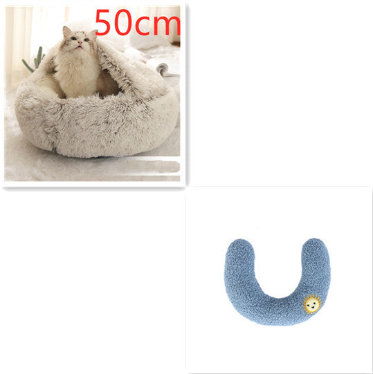 2-in-1 Pet Bed – Warm Plush Round House for Dogs & Cats 🐾🛏️