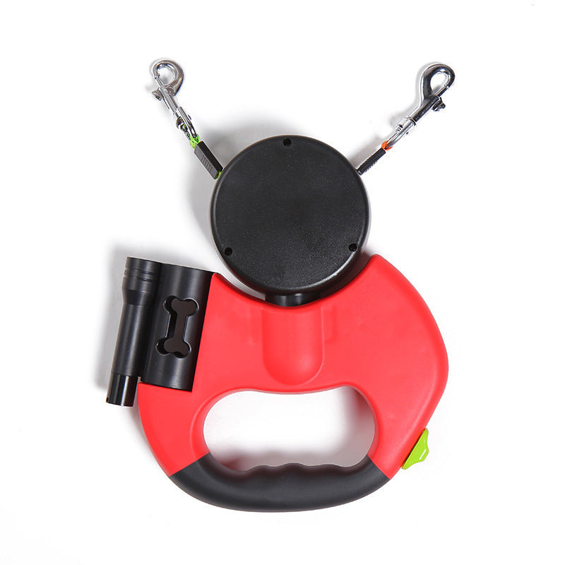 Dual Retractable Dog Leash with Lights – No-Tangle 360° for Small Dogs
