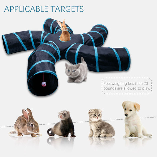 Cat Tunnel Toy – Foldable Pet Play Tube with Tree Pattern