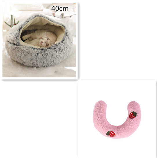 2-in-1 Pet Bed – Warm Plush Round House for Dogs & Cats 🐾🛏️