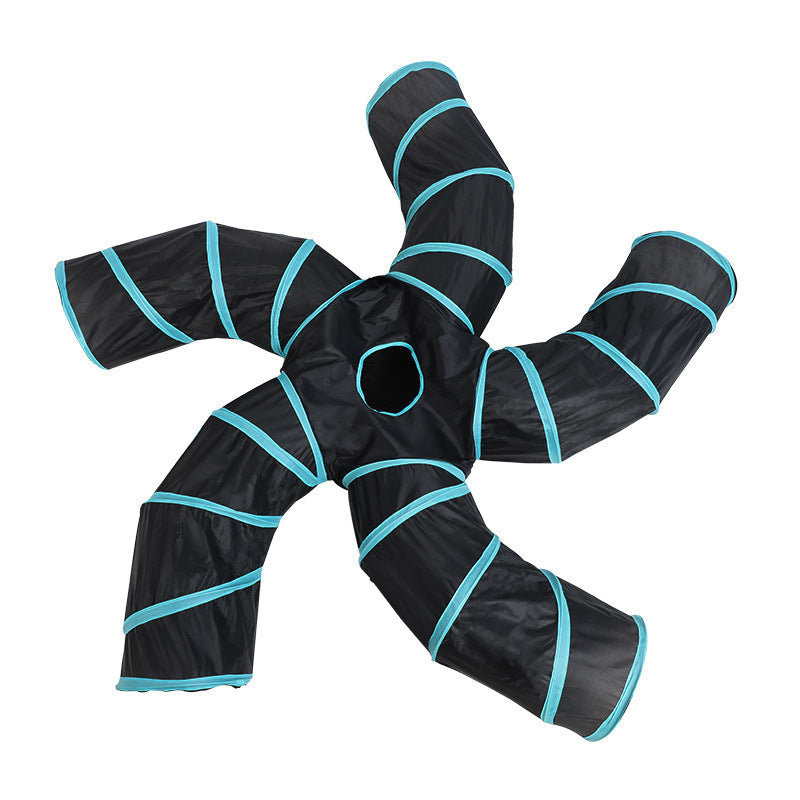 Cat Tunnel Toy – Foldable Pet Play Tube with Tree Pattern