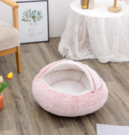 2-in-1 Pet Bed – Warm Plush Round House for Dogs & Cats 🐾🛏️
