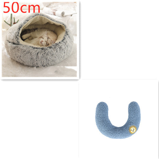 2-in-1 Pet Bed – Warm Plush Round House for Dogs & Cats 🐾🛏️