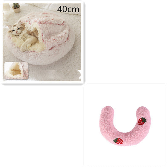 2-in-1 Pet Bed – Warm Plush Round House for Dogs & Cats 🐾🛏️